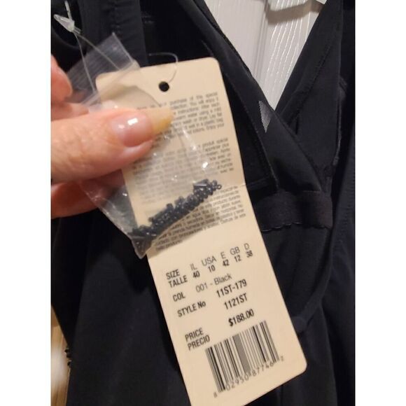 Gottex Black Beaded V-Neck Cross Over Surplice One Piece Swimsuit NOS $188 - Picture 14 of 15